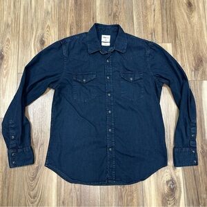 GAP Western Pearl Snap Denim Black Wash Shirt, Medium